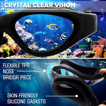 Winline Adult Swimming Goggles – Polarized Open Water Goggles, Anti-Fog UV Protection, No Leakage, Clear Vision, Easy Adjustable for Men, Women, and Teenagers