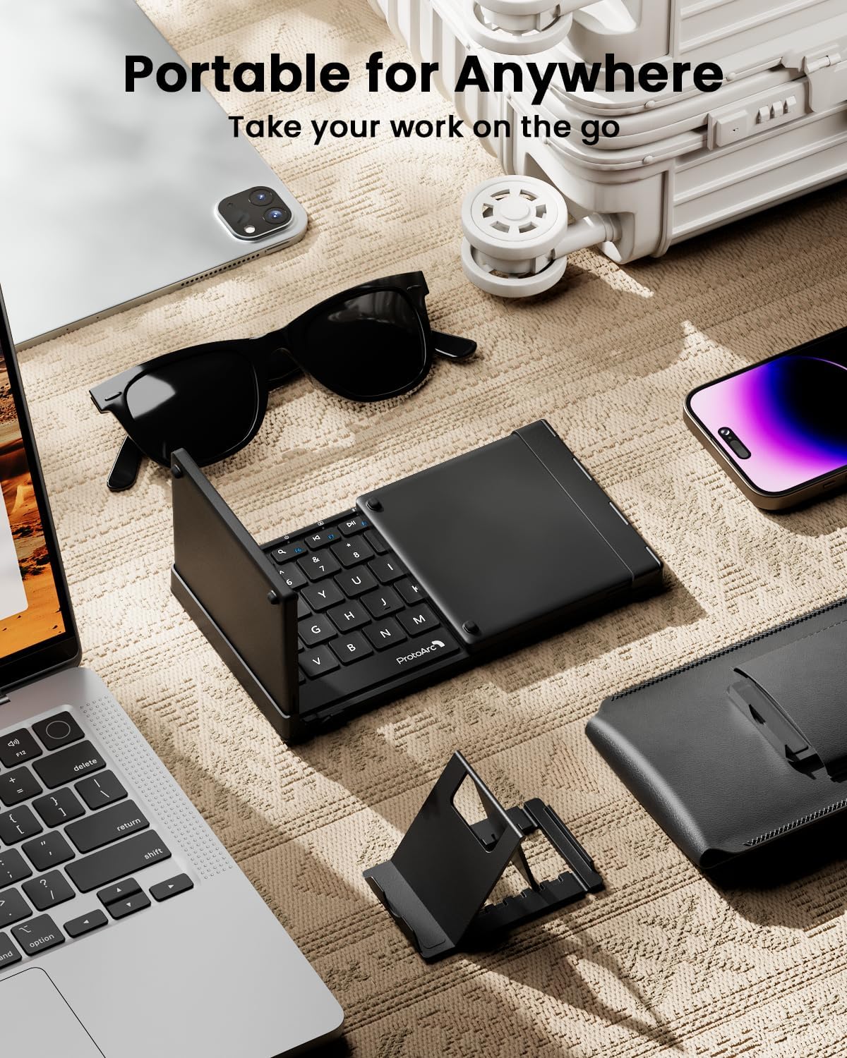 ProtoArc XK01‑TP Foldable Bluetooth Keyboard with Touchpad – Portable Travel Keyboard (Black)