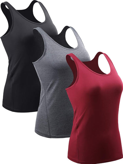 Cadmus Women's Sleeveless Vest 3 Pack | Stretch Tank Top Base Layer | Casual Undershirt