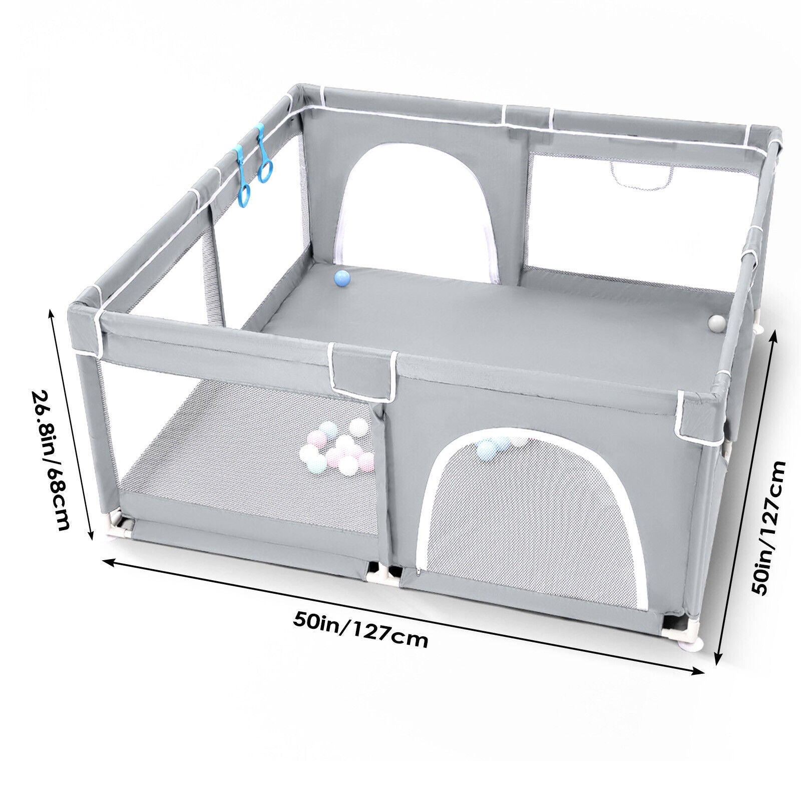 Baby Playpen with Mat – Indoor & Outdoor Activity Fence for Toddlers - Grey