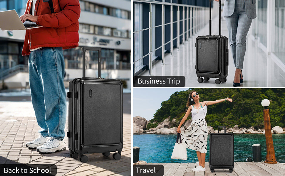 Kono Hardshell Luggage Set | ABS+PC Lightweight, TSA Lock, 4 Spinner Wheels — 2-Piece or 4-Piece, Navy, Grey, Black or Burgundy