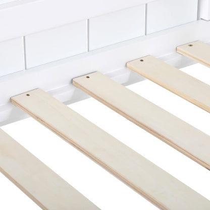 Wooden Mid Sleeper Bed (3ft Single) – Treehouse Canopy Loft Bed with Ladder & Guard Rail (90×190cm) | White | UK