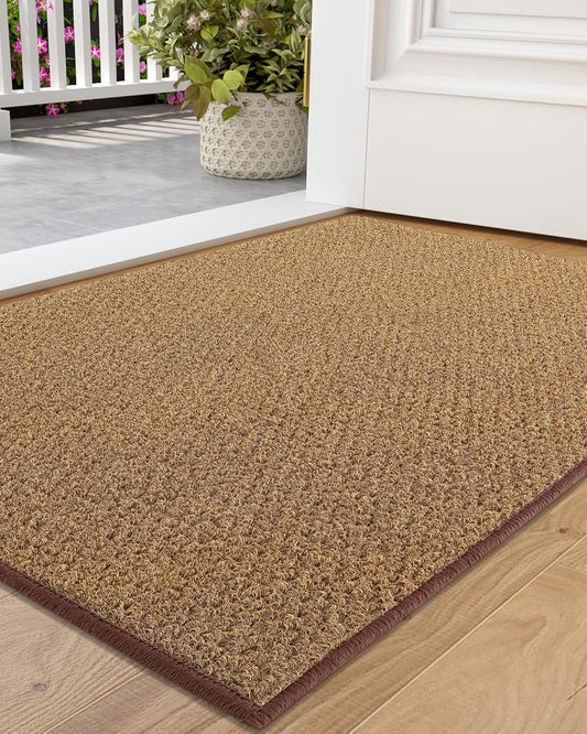 Colour Geometry Dirt Trapper Door Mat 80×120cm – Non‑Slip Rubber Backing, Machine Washable (Brown)