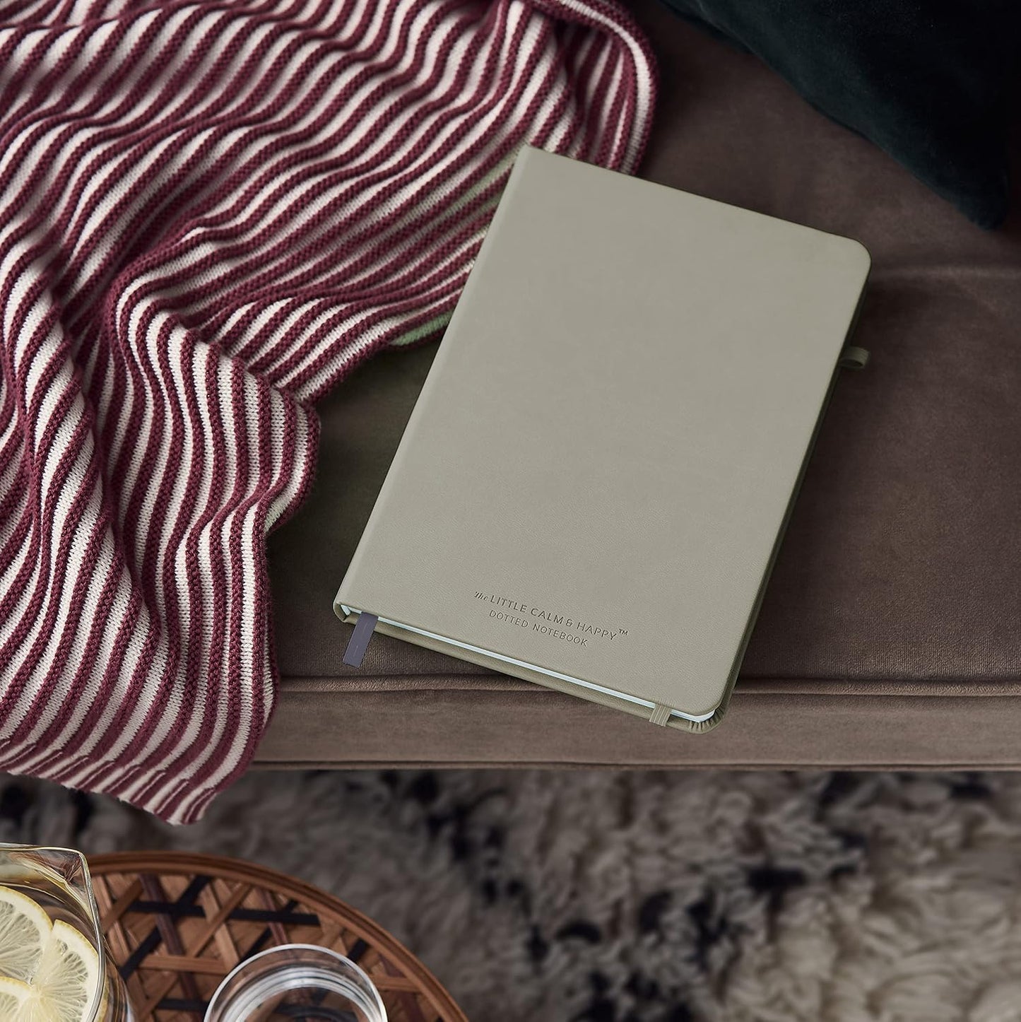 The Little Calm and Happy™ Dotted Notebook | 160-Page Hardcover Dot Grid Journal | 120gsm, Elastic Closure, Ribbon Bookmark, Back Pocket, Introductory Journaling Guide | Blue | Vegan