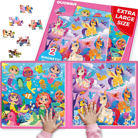 Magnetic Travel Puzzle Set for Kids | 2 x 48 Pieces, Car Activity Puzzle — Ages 2–6