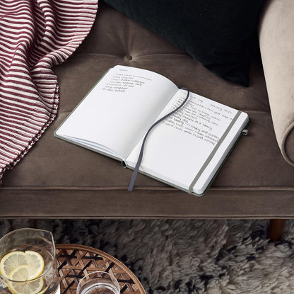 The Little Calm and Happy™ Dotted Notebook | 160-Page Hardcover Dot Grid Journal | 120gsm, Elastic Closure, Ribbon Bookmark, Back Pocket, Introductory Journaling Guide | Blue | Vegan