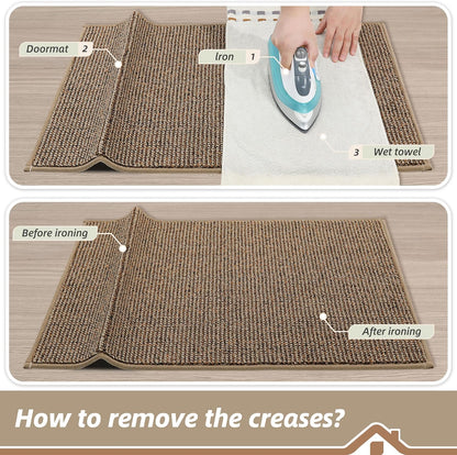 Beqhause Indoor Doormat 60×90cm – Washable Non‑Slip Low Profile Dirt Trapper Entrance Mat (Beige)