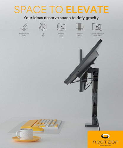 Dual 32" Monitor Arm Desk Mount – Height Adjustable, VESA Compatible, Cable Management (NZ‑ARM‑04)
