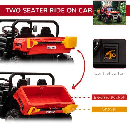 HOMCOM 12V two-seater kids ride-on car in red - product view 4