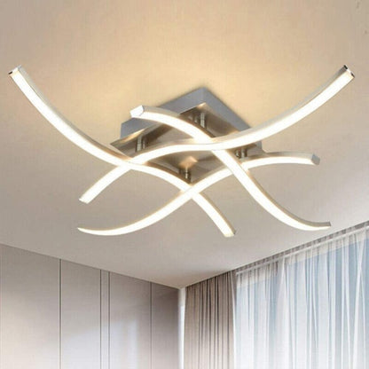 Modern LED Ceiling Light – 4 Wave Dimmable Lamps with Remote Control | Adjustable Colour Temperature for Kitchen, Living Room, Bedroom (24W, 3000K–6000K)