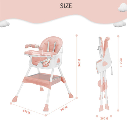 UBRAVOO Adjustable Multifunctional High Chair - Portable Baby Feeding Chair with Removable Tray & Safety Belt | UK