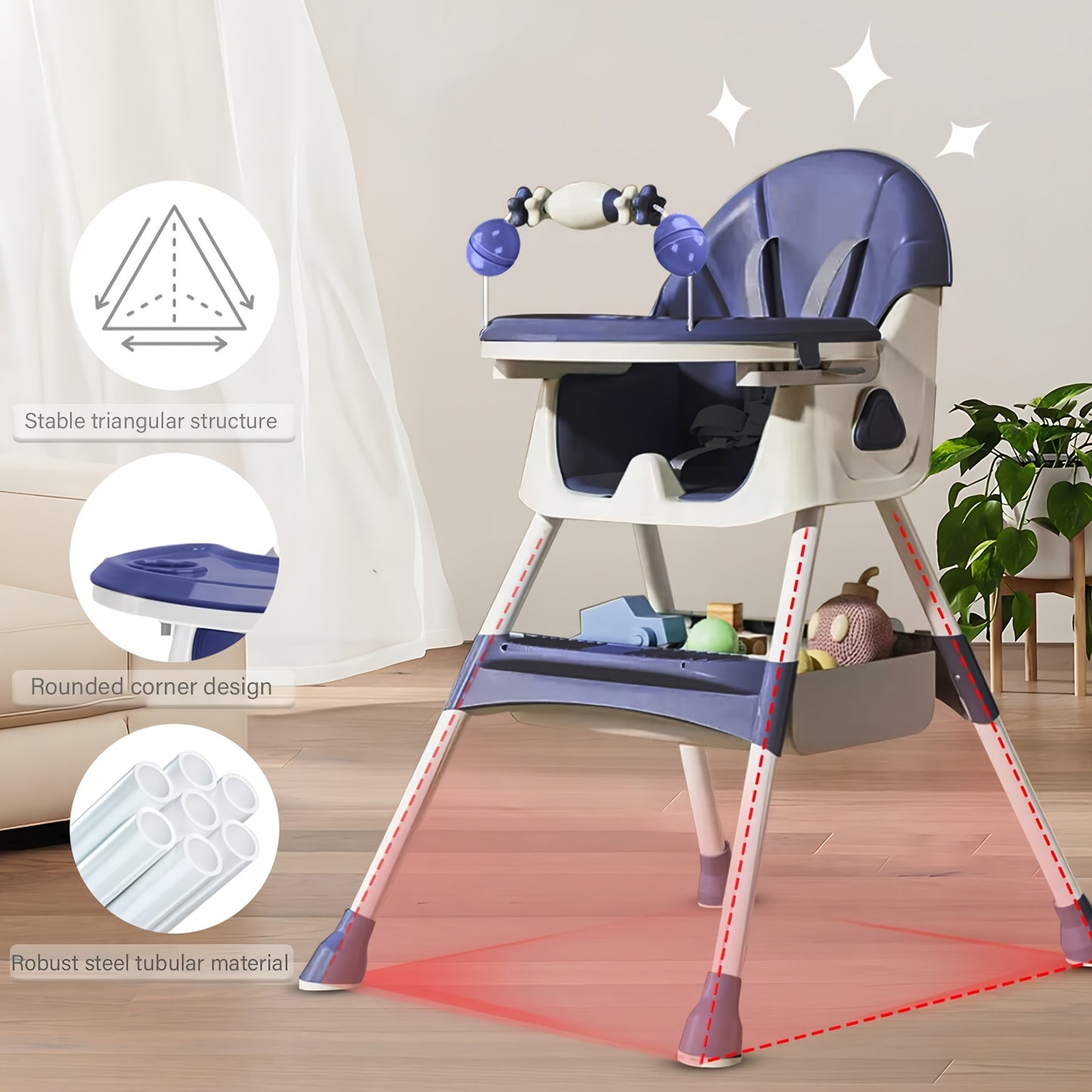 UBRAVOO Adjustable Multifunctional High Chair - Portable Baby Feeding Chair with Removable Tray & Safety Belt | UK