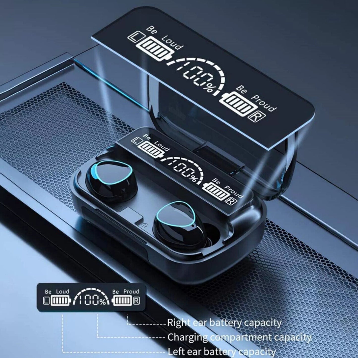 Bluetooth Wireless Headphones – TWS In-Ear Earbuds with LED Display Noise Cancellation Waterproof – Mini Pods