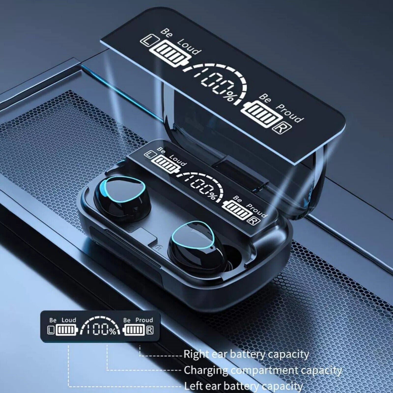 Bluetooth Wireless Headphones – TWS In-Ear Earbuds with LED Display Noise Cancellation Waterproof – Mini Pods