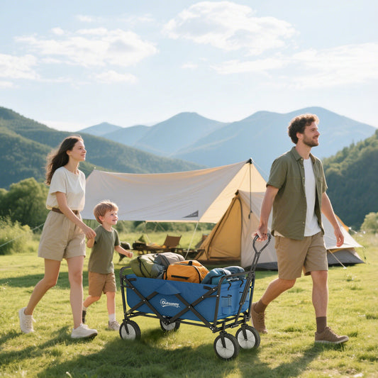 Folding wagon cart with dual brakes