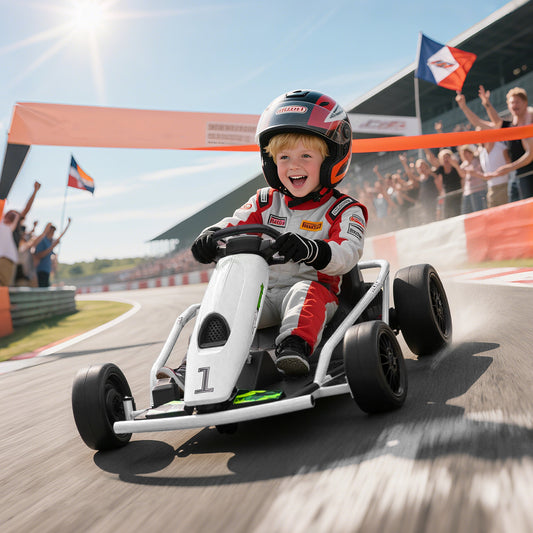 HOMCOM 24V kids electric drift go-kart in white - product view 2