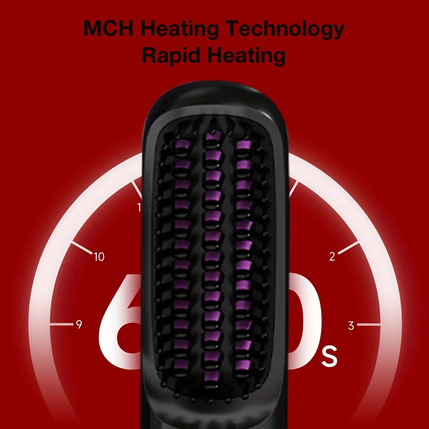 Electric Hair Straightener Brush – Portable USB‑Rechargeable Fast‑Heating Straightening Comb | Travel Hair Styling Tool | UK
