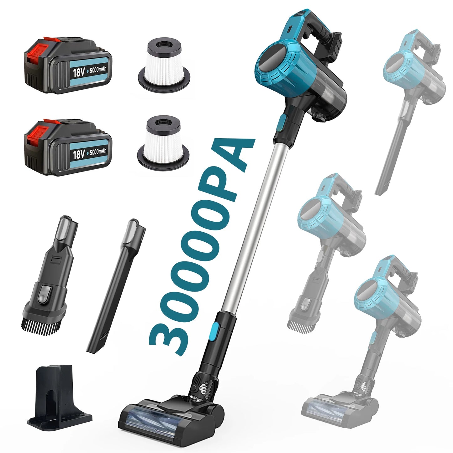 200W Cordless Vacuum Cleaner 3-in-1 Self-Standing Handheld Vacuum 30KPA Brushless Stick Vacuum for Carpet/Hard Floor/Pet Hair Clean