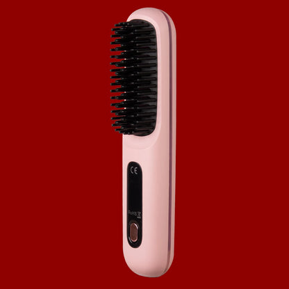 Electric Hair Straightener Brush – Portable USB‑Rechargeable Fast‑Heating Straightening Comb | Travel Hair Styling Tool | UK
