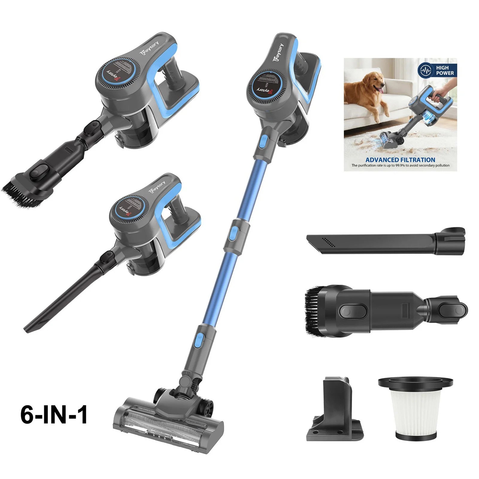 Cordless Stick Vacuum Cleaner | 20,000Pa, 130,000RPM Motor, 90° Flexible Head, HEPA Filter, 2 Modes, Wall Mount