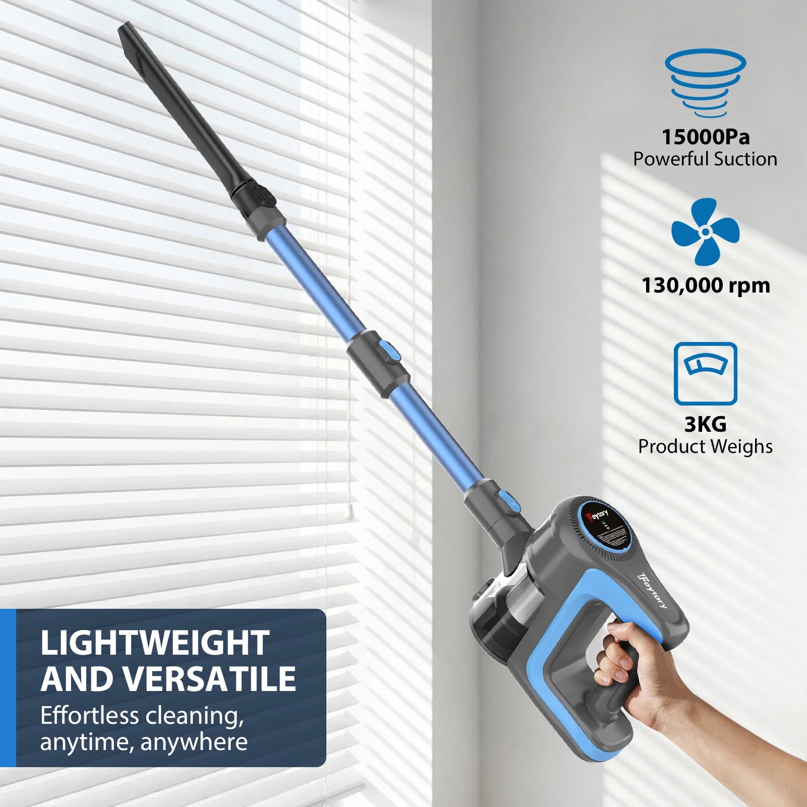 Cordless Stick Vacuum Cleaner | 20,000Pa, 130,000RPM Motor, 90° Flexible Head, HEPA Filter, 2 Modes, Wall Mount