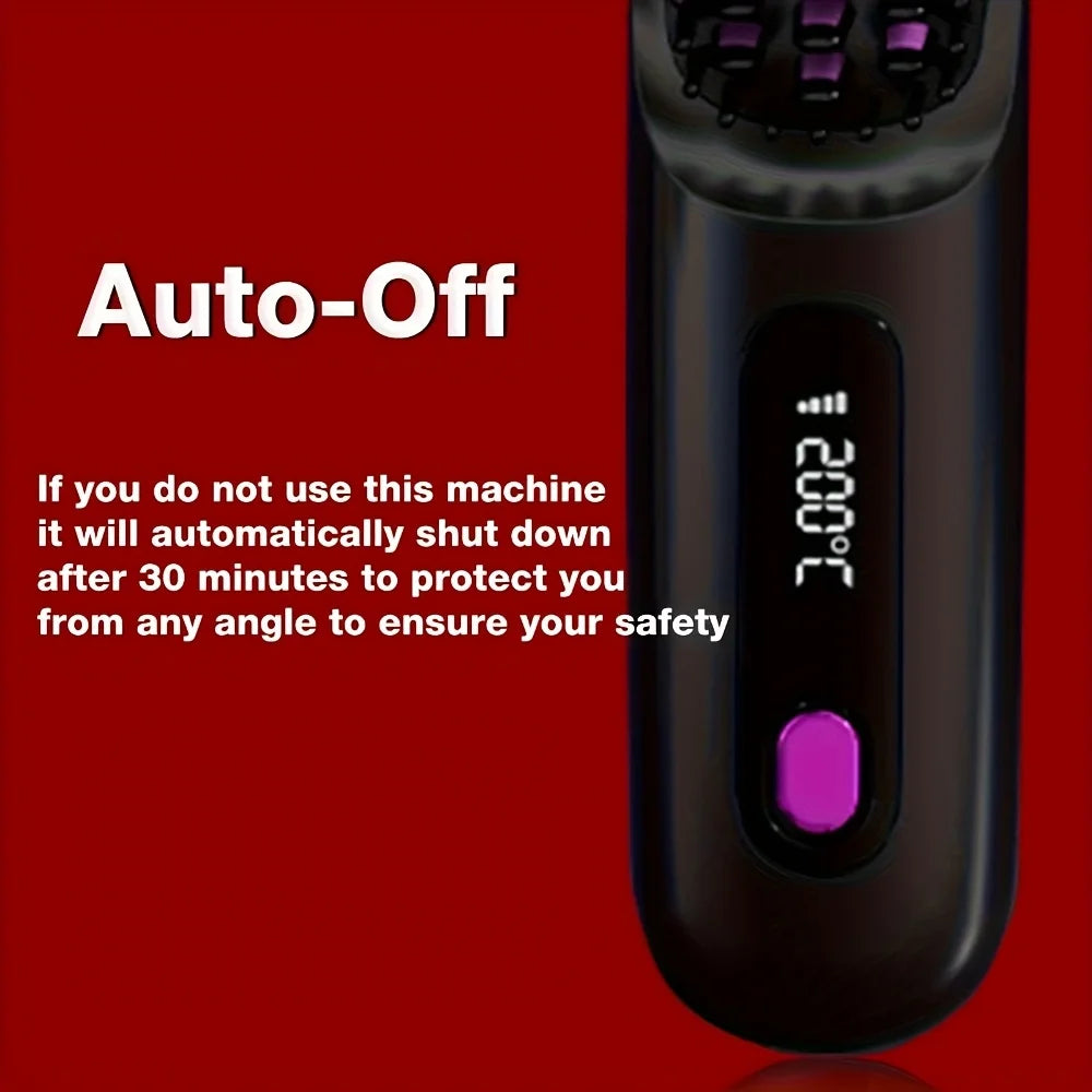 Electric Hair Straightener Brush – Portable USB‑Rechargeable Fast‑Heating Straightening Comb | Travel Hair Styling Tool | UK