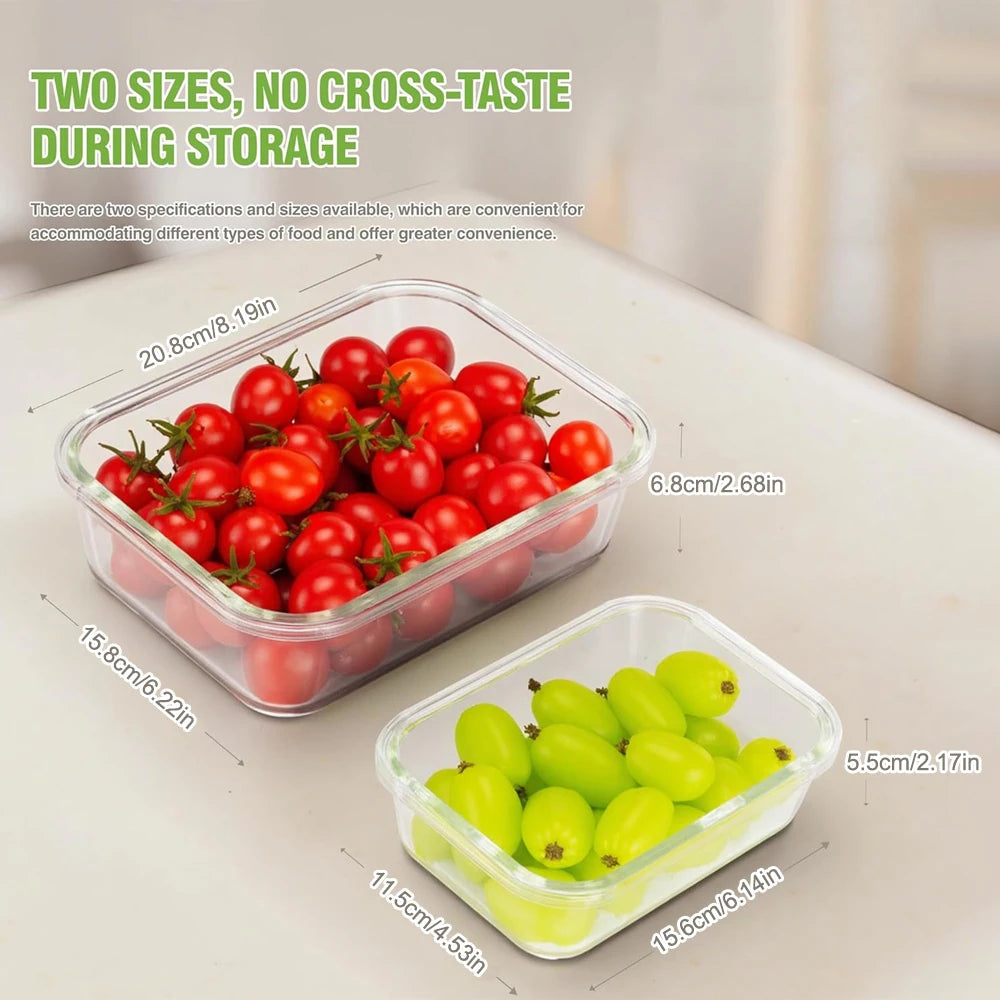 10-Piece Borosilicate Glass Food Storage Set | 5×370ml + 5×1040ml, Airtight BPA-Free Lids, Microwave & Dishwasher Safe