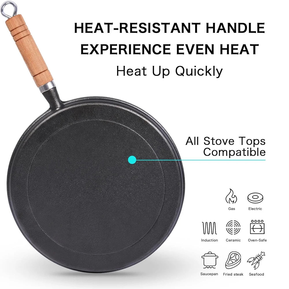 20cm Pre-Seasoned Cast Iron Skillet | Non-Stick Frying Pan for Stove, Oven, Grill & Campfire