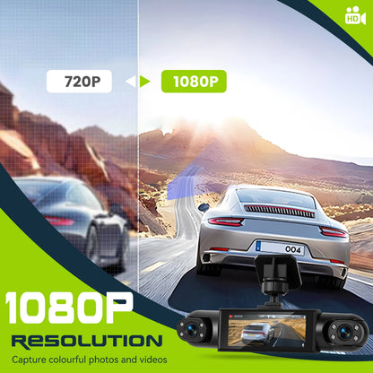 Podofo 3.16 Inch Car Dash Cam 1080P & 3*480P Car Recording Camera Night Vision Car Black Box Loop Recording Car DVR For Car Revesing Front Left Right Rear View Camera Dash Car Camera