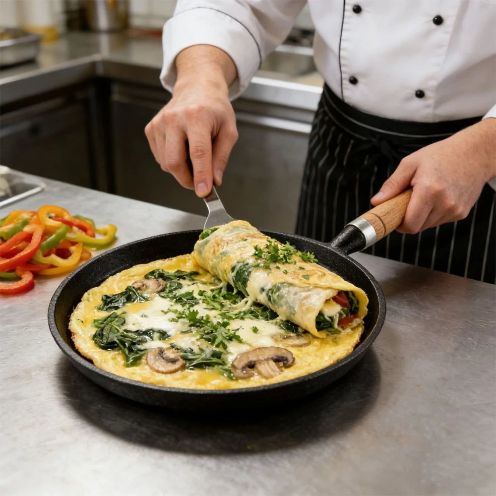 20cm Pre-Seasoned Cast Iron Skillet | Non-Stick Frying Pan for Stove, Oven, Grill & Campfire