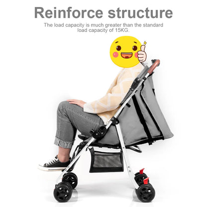 GerTong Lightweight Foldable Baby Stroller | One-Click Fold, Sit & Recline, Mosquito Net & Accessories Included — Black