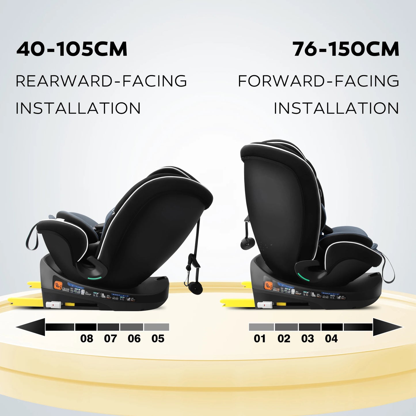 Reecle 360° Swivel i-Size Baby & Child Car Seat | ISOFIX + Top Tether, 40–150cm, 0–12 Years — Black, Grey or Red