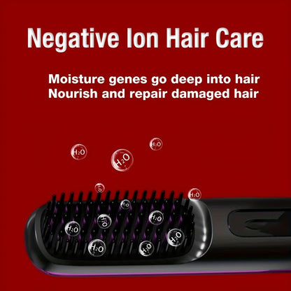 Electric Hot Comb Multifunctional Negative Ion Straight Hair Straightener Comb Anti-Scalding Styling Tool Straightening Brush