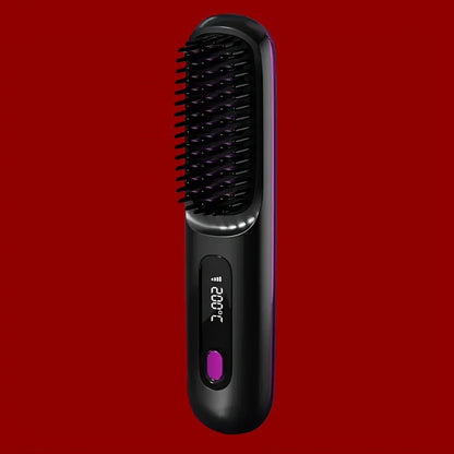 Electric Hair Straightener Brush – Portable USB‑Rechargeable Fast‑Heating Straightening Comb | Travel Hair Styling Tool | UK