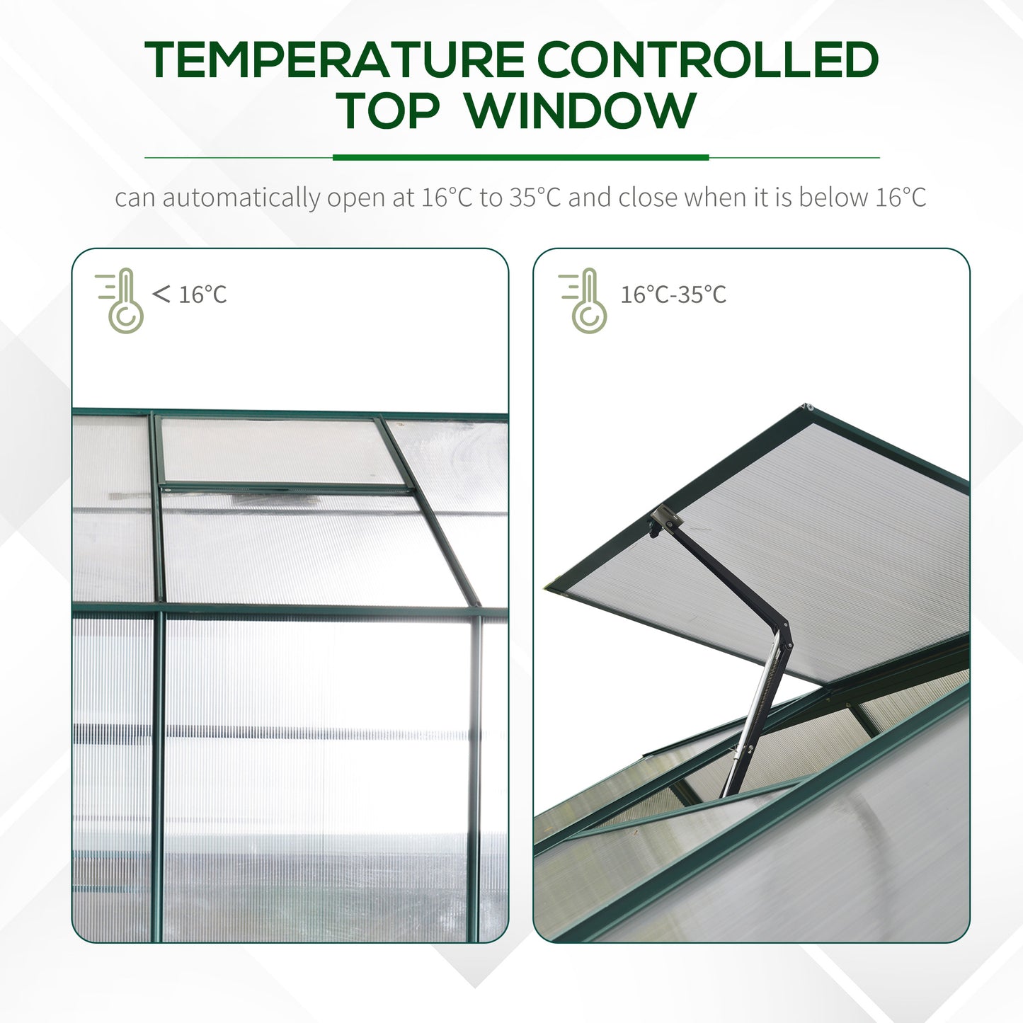 Outsunny six by eight foot polycarbonate walk-in greenhouse - product view 6