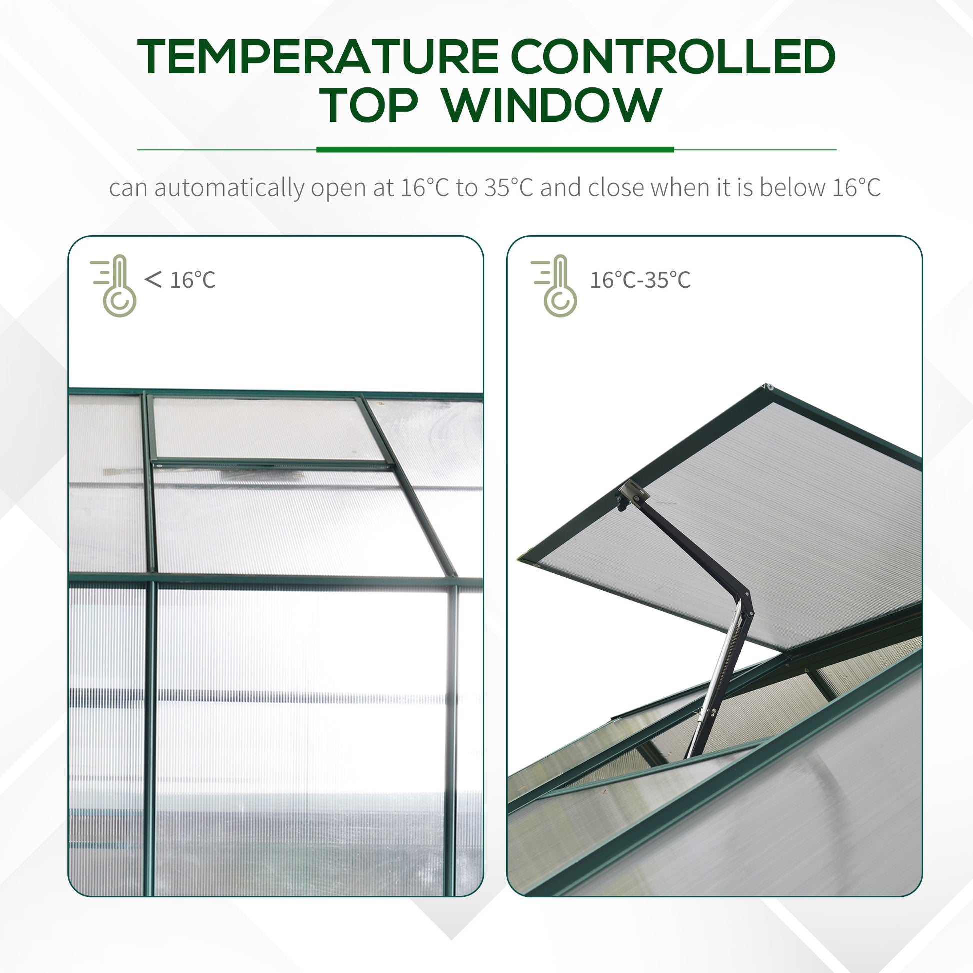 Outsunny six by eight foot polycarbonate walk-in greenhouse - product view 6