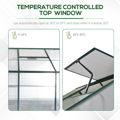 Outsunny six by eight foot polycarbonate walk-in greenhouse - product view 6