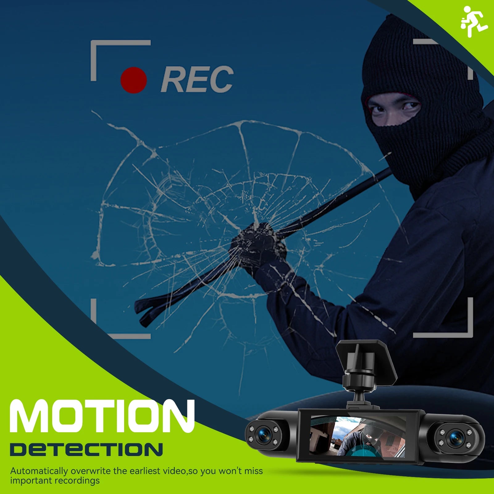 Podofo 3.16 Inch Car Dash Cam 1080P & 3*480P Car Recording Camera Night Vision Car Black Box Loop Recording Car DVR For Car Revesing Front Left Right Rear View Camera Dash Car Camera
