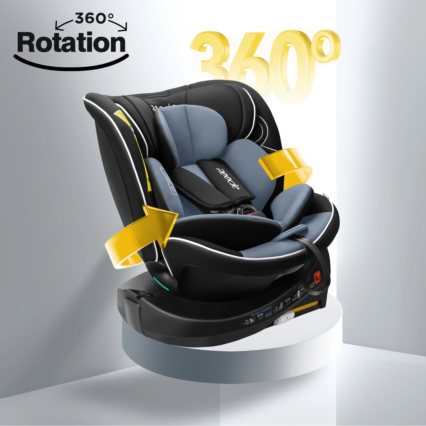 Reecle 360° Swivel i-Size Baby & Child Car Seat | ISOFIX + Top Tether, 40–150cm, 0–12 Years — Black, Grey or Red
