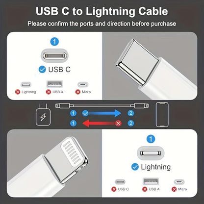 PD 20W Fast Charger with Lightning Cable - Foldable Phone Adapter for iPhone 14/13/12/11 Pro Max & iPad UK
