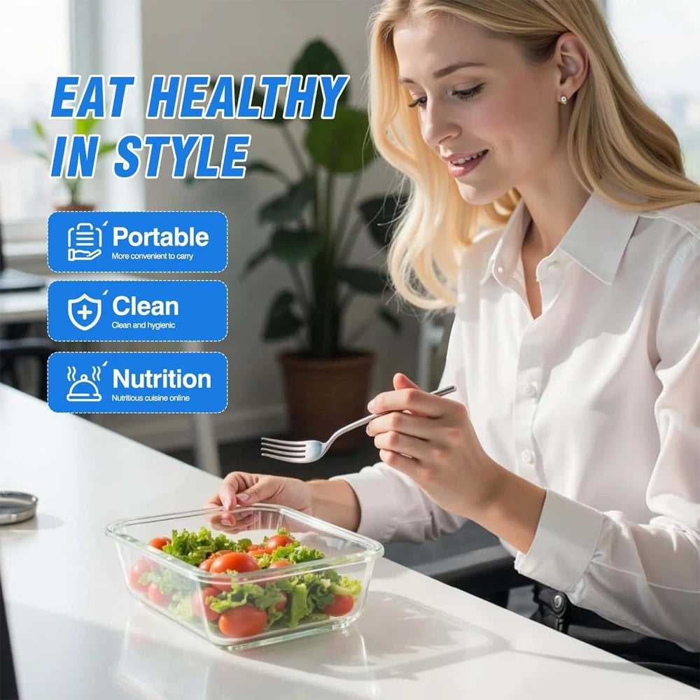 10-Piece Borosilicate Glass Food Storage Set | 5×370ml + 5×1040ml, Airtight BPA-Free Lids, Microwave & Dishwasher Safe