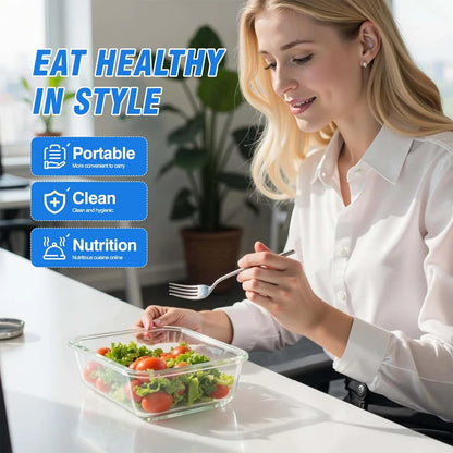 10-Piece Borosilicate Glass Food Storage Set | 5×370ml + 5×1040ml, Airtight BPA-Free Lids, Microwave & Dishwasher Safe