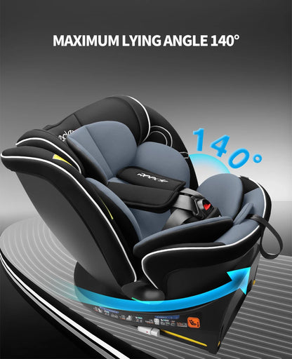 Reecle 360° Swivel i-Size Baby & Child Car Seat | ISOFIX + Top Tether, 40–150cm, 0–12 Years — Black, Grey or Red