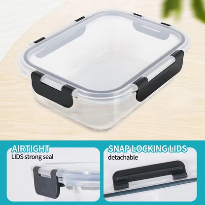 10-Piece Borosilicate Glass Food Storage Set | 5×370ml + 5×1040ml, Airtight BPA-Free Lids, Microwave & Dishwasher Safe