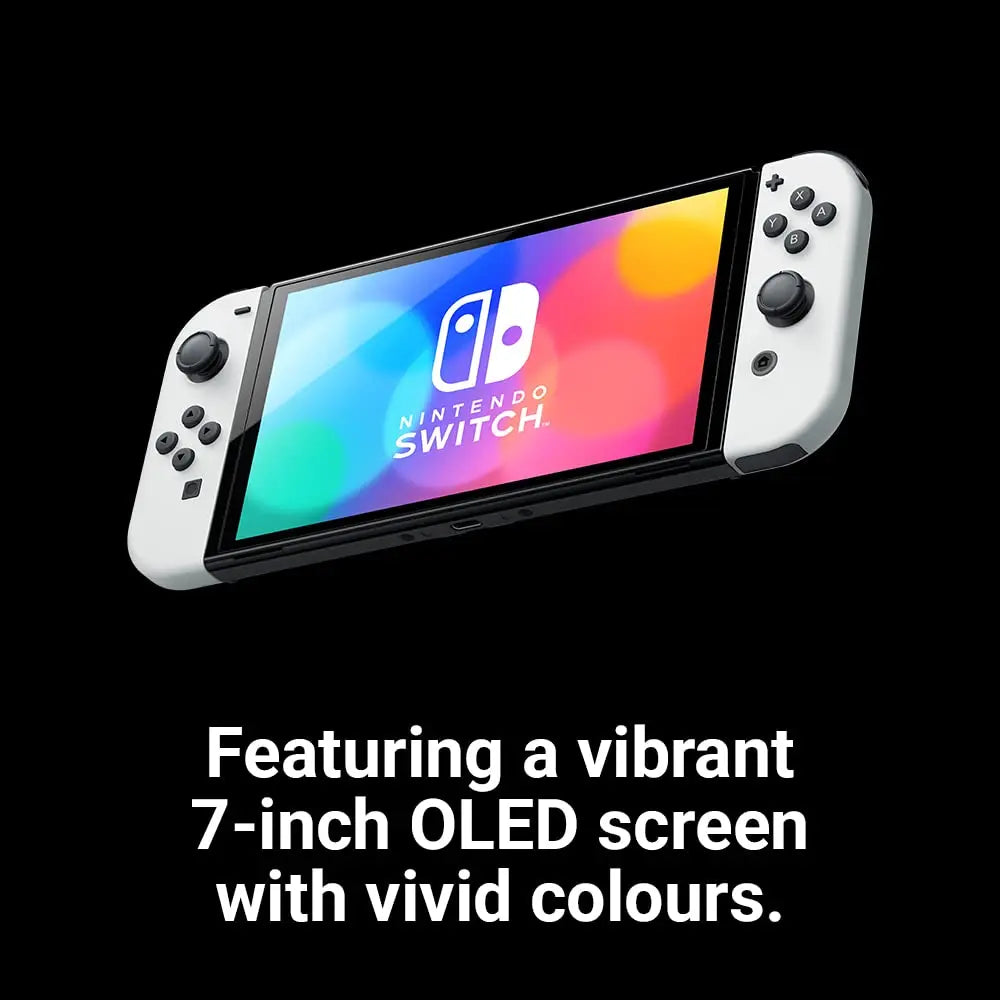 Nintendo Switch OLED Model – 7’’ Vibrant Display Enhanced Audio 64GB Storage & Dock – Portable Console for Home &