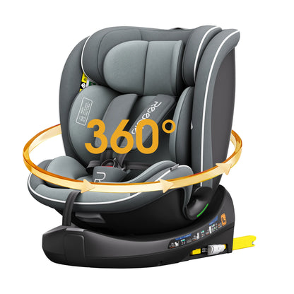 Reecle 360° Swivel i-Size Baby & Child Car Seat | ISOFIX + Top Tether, 40–150cm, 0–12 Years — Black, Grey or Red