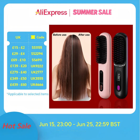 Electric Hot Comb Multifunctional Negative Ion Straight Hair Straightener Comb Anti-Scalding Styling Tool Straightening Brush