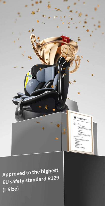 Reecle 360° Swivel i-Size Baby & Child Car Seat | ISOFIX + Top Tether, 40–150cm, 0–12 Years — Black, Grey or Red
