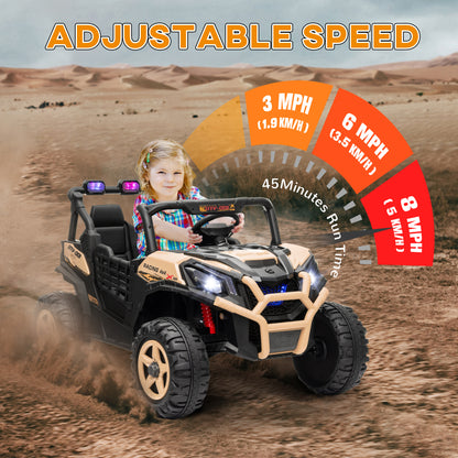 AIYAPLAY 24V two-seater kids electric ride-on car in khaki - product view 7