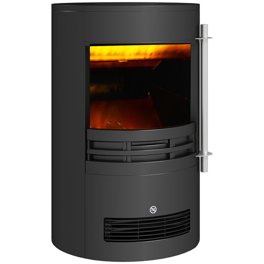 HOMCOM 1000W/2000W Freestanding Electric Fireplace, Indoor Heater Fire Stove with Log Burner Effect Flame, Thermostat Control